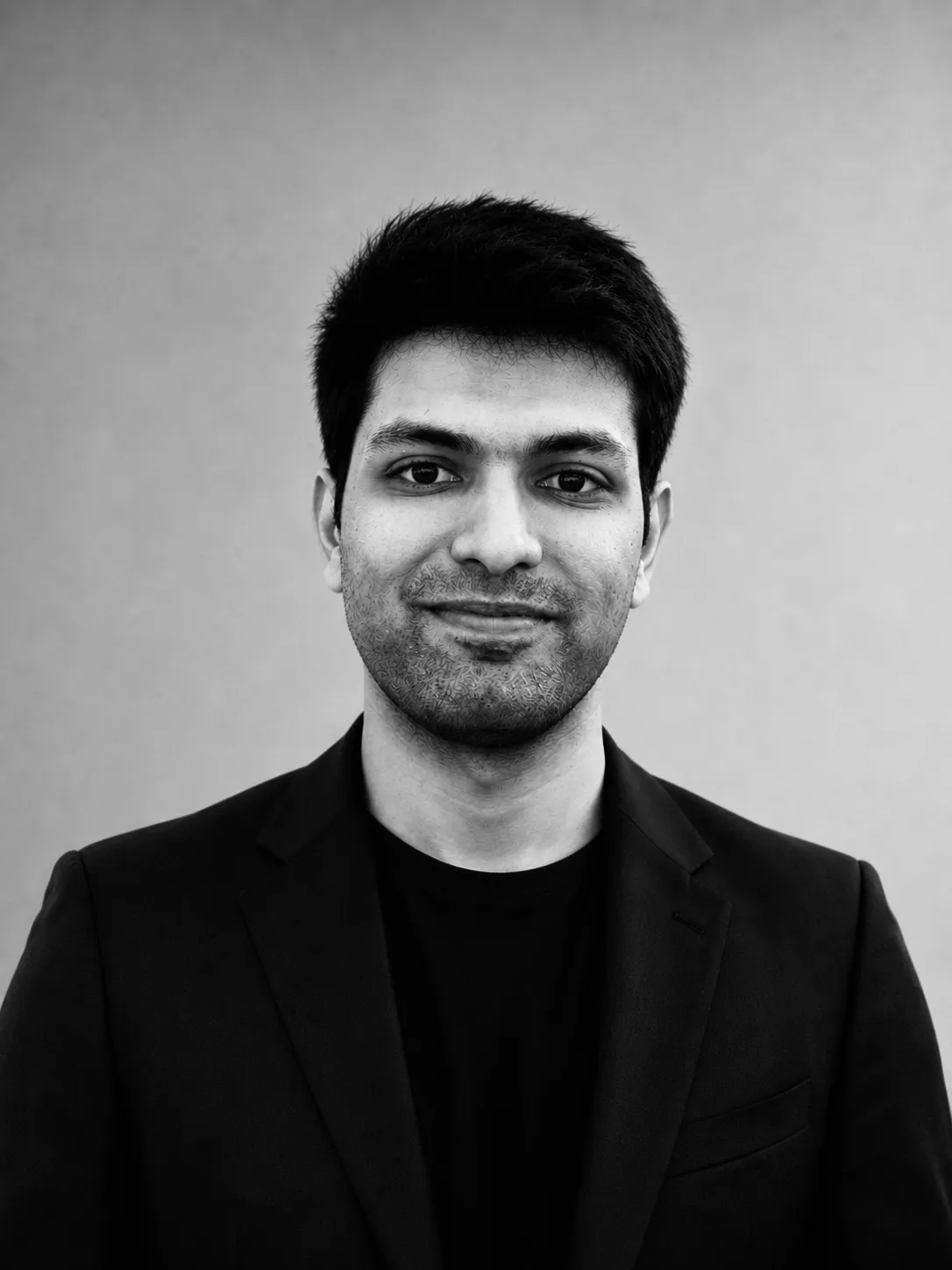 Black-and-white portrait of Siril Dukkipati